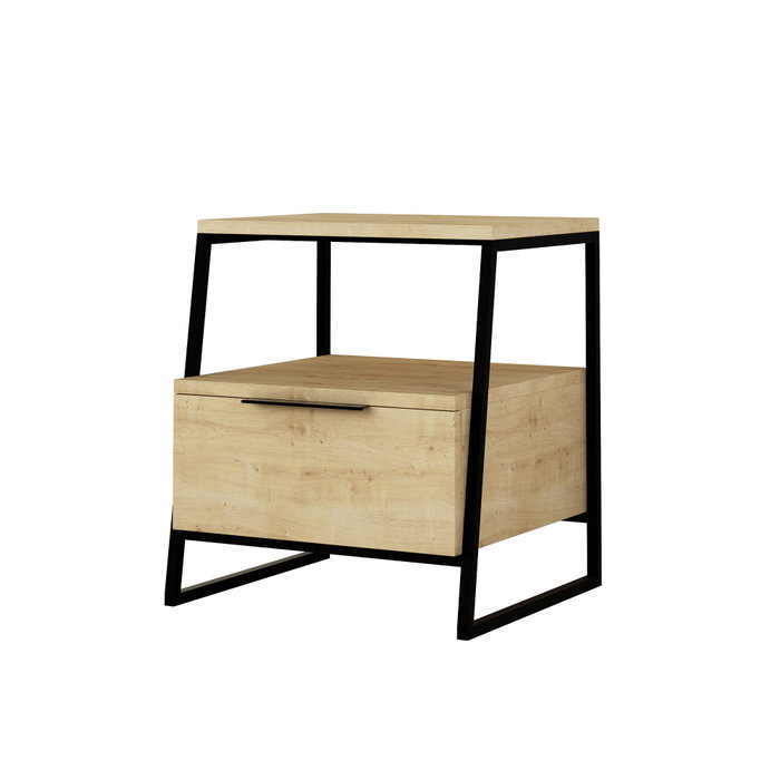 Hanah Home Mesilla de noche Pal - Oak v2 Roble y Negro